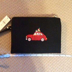 Talbots Black Christmas truck wristlet NWT